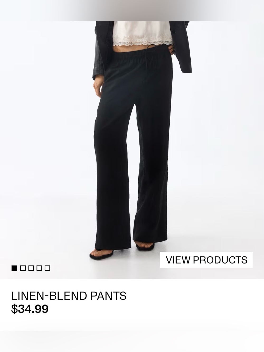 H&M Linen Blend Pants | Black | XL